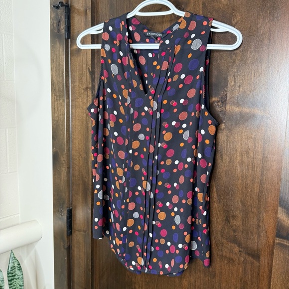 41 Hawthorn Multicolor Polka Dot Black Sleeveless Blouse Size S - Picture 3 of 8